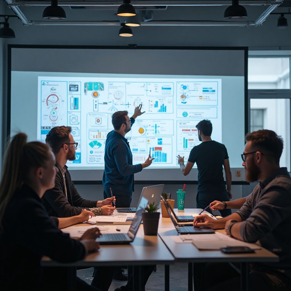 Equipo trabajando en nuevas funcionalidades